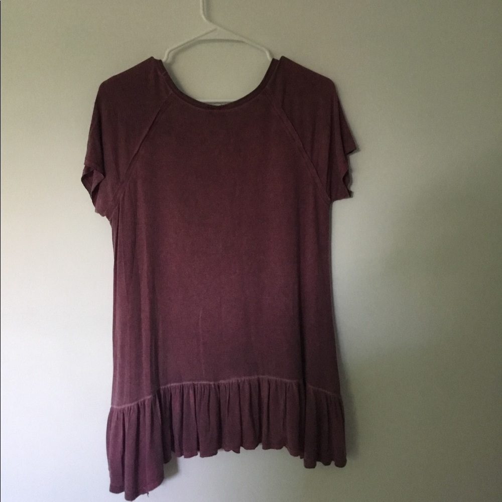 Dark Pink Ruffled Tee - Picture 4 of 4